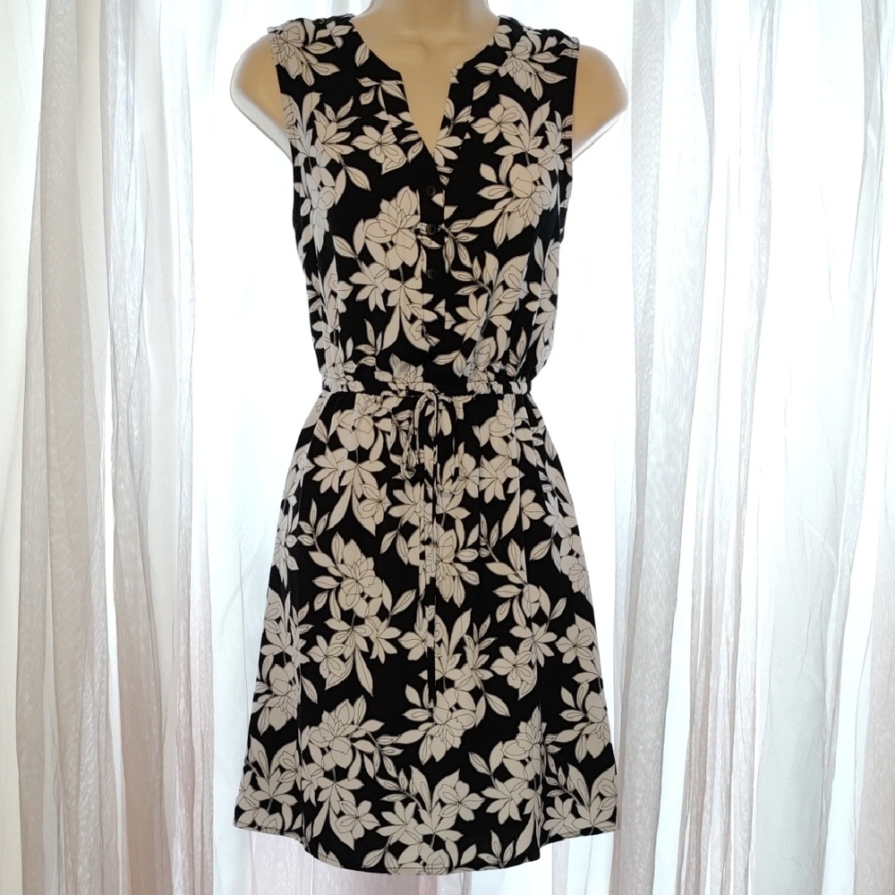 Floral Black and White Dress